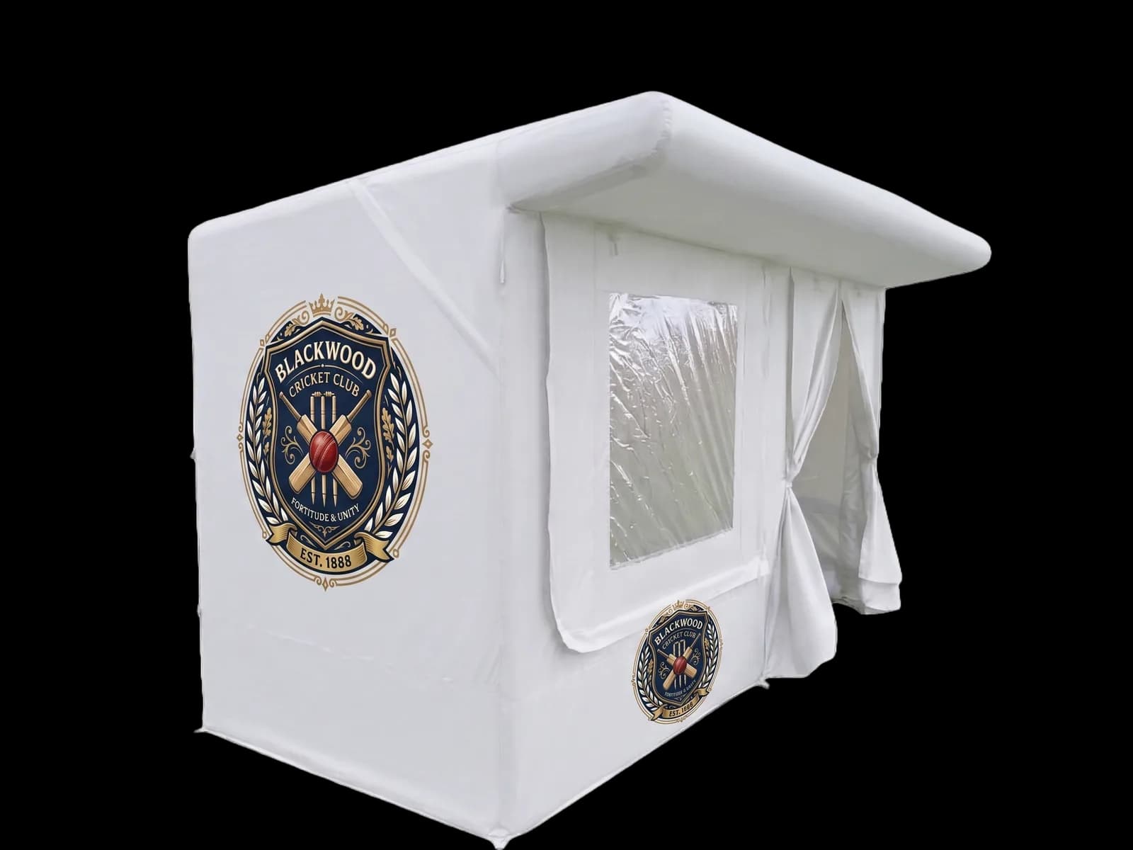 Blackwood Cricket Club — white custom AirDugOut with heritage crest
